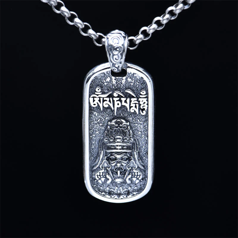 Buddha Stones 925 Sterling Silver Zakiram Dea della Ricchezza Om Mani Padme Hum Collana Pendente della Pace - Image 3