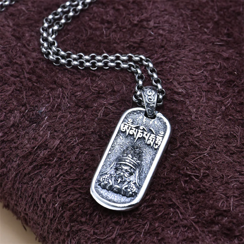 Buddha Stones 925 Sterling Silver Zakiram Dea della Ricchezza Om Mani Padme Hum Collana Pendente della Pace - Image 6