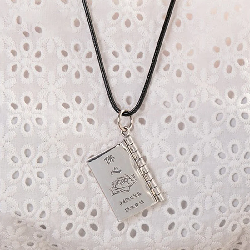 Buddha Stones 990 Argento Sterling Cuore Sutra Grande Compassione Shurangama Mantra Loto Vajra Collana Pendente Pace - Image 6