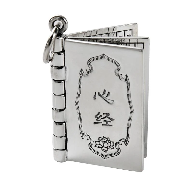 Buddha Stones 990 Argento Sterling Cuore Sutra Grande Compassione Shurangama Mantra Loto Vajra Collana Pendente Pace - Image 8