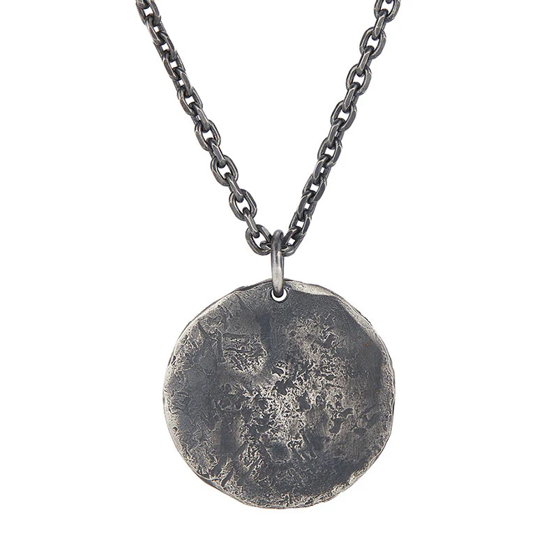 Buddha Stones 990 Sterling Silver Yin Yang Hammer Texture Collana con ciondolo Armonia - Image 4