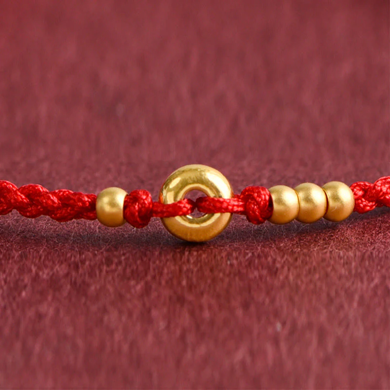 Buddha Stones 999 Oro Piccolo Fibbia della Pace Design Fatto a Mano Braccialetto di Corda Intrecciata Fortuna Cavigliera - Image 10