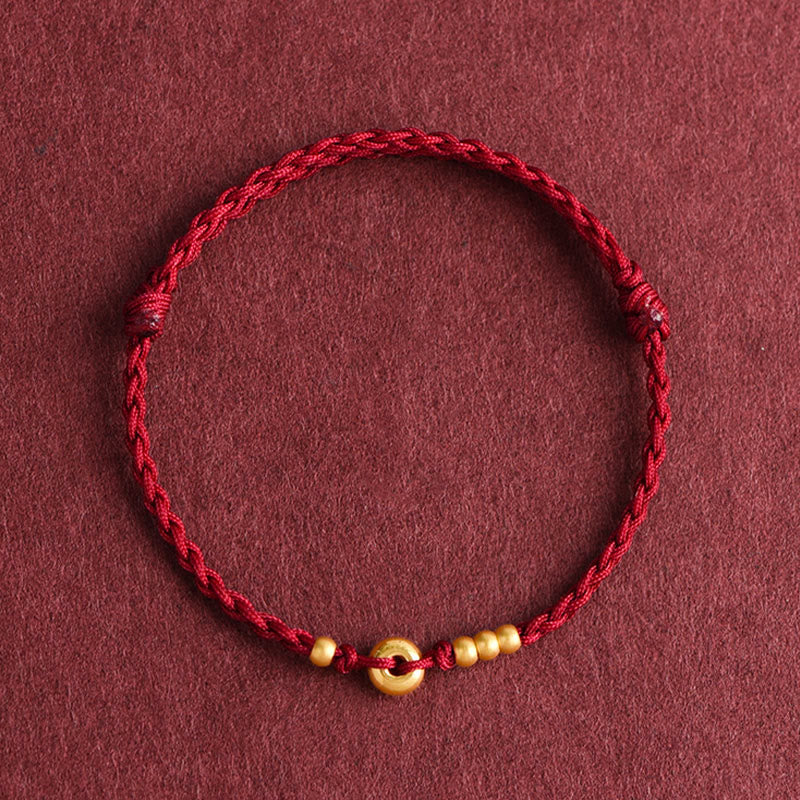 Buddha Stones 999 Oro Piccolo Fibbia della Pace Design Fatto a Mano Braccialetto di Corda Intrecciata Fortuna Cavigliera - Image 15