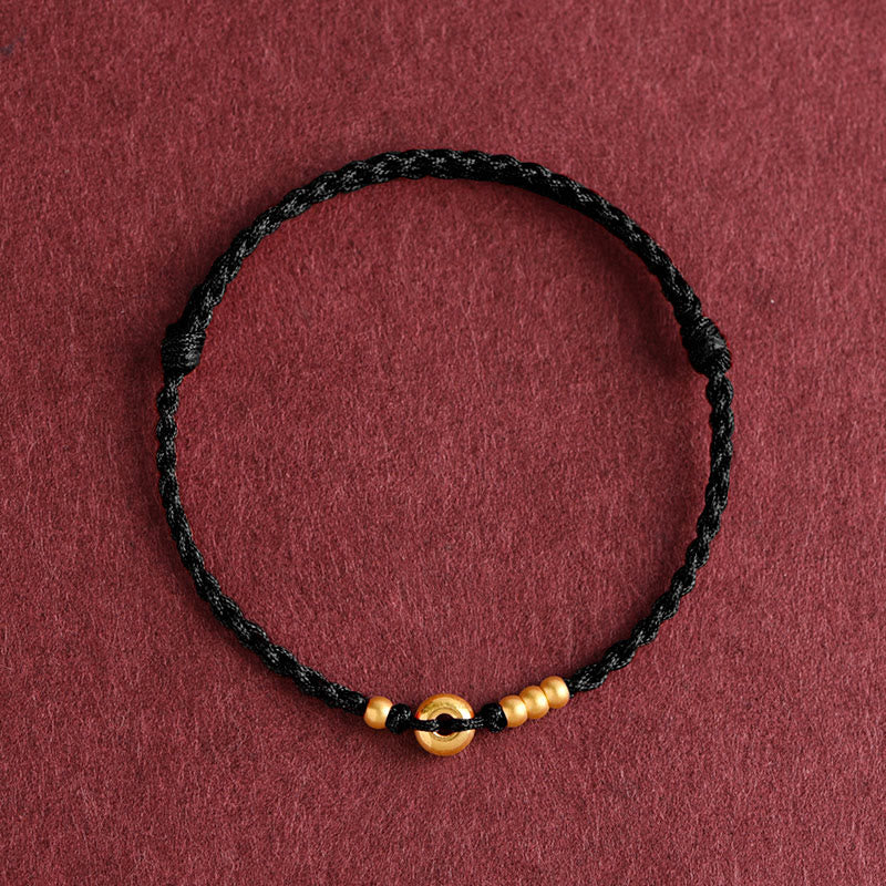 Buddha Stones 999 Oro Piccolo Fibbia della Pace Design Fatto a Mano Braccialetto di Corda Intrecciata Fortuna Cavigliera - Image 19
