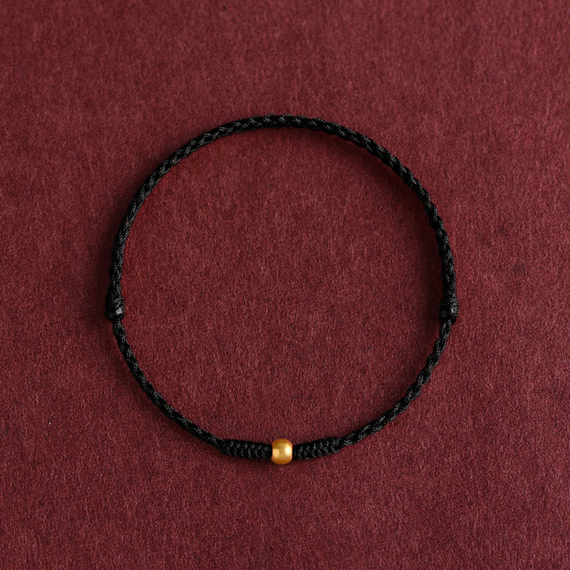 Buddha Stones 999 Oro Una Mini Perlina Design Fatto a Mano Forza Braccialetto Corda Intrecciata Cavigliera - Image 12