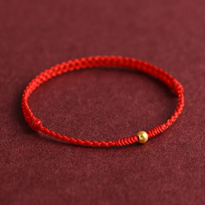 Buddha Stones 999 Oro Una Mini Perlina Design Fatto a Mano Forza Braccialetto Corda Intrecciata Cavigliera - Image 7