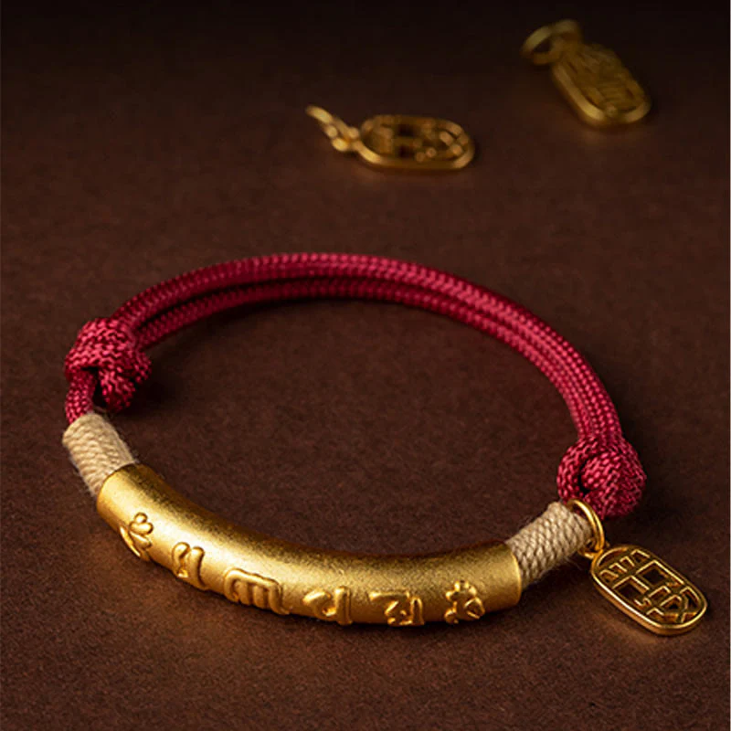 Buddha Stones 999 Sterling Silver Tibet Fatto a mano Om Mani Padme Hum Fu Carattere TopRank Carattere Fortuna Braccialetto Intrecciato - Image 9