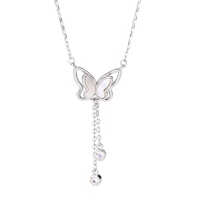 Buddha Stones 999 Sterling Silver Tridacna Pietra Farfalla Calma Collana Pendente - Image 11