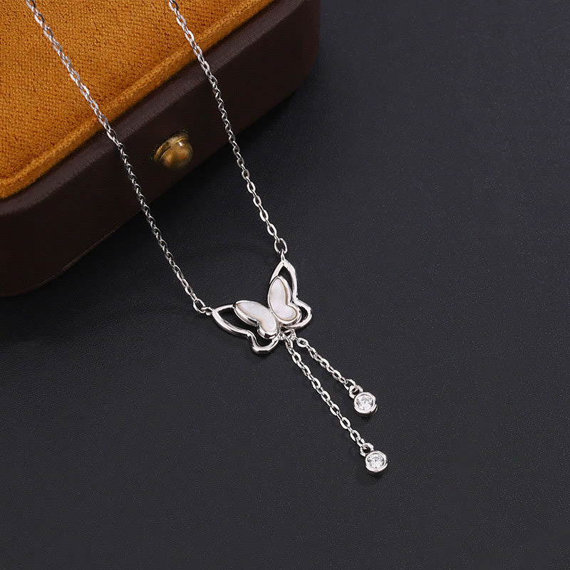 Buddha Stones 999 Sterling Silver Tridacna Pietra Farfalla Calma Collana Pendente - Image 3