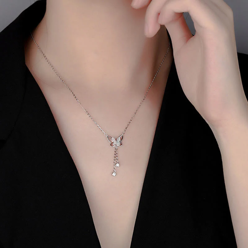 Buddha Stones 999 Sterling Silver Tridacna Pietra Farfalla Calma Collana Pendente - Image 4