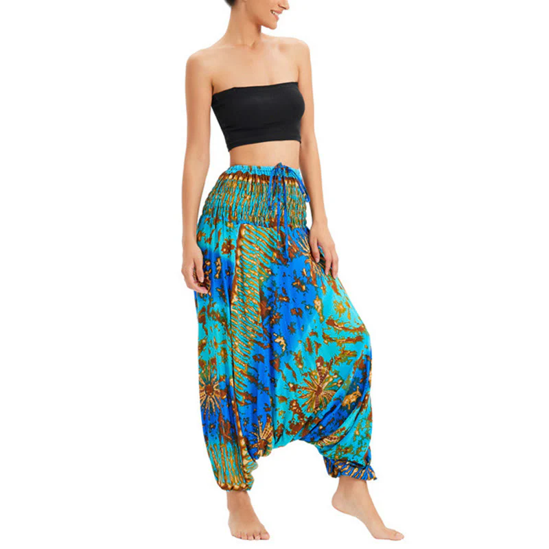 Buddha Stones a balze larghe e colorate sfumate, pantaloni a vita alta, pantaloni da tuta, pantaloni da donna - Image 10