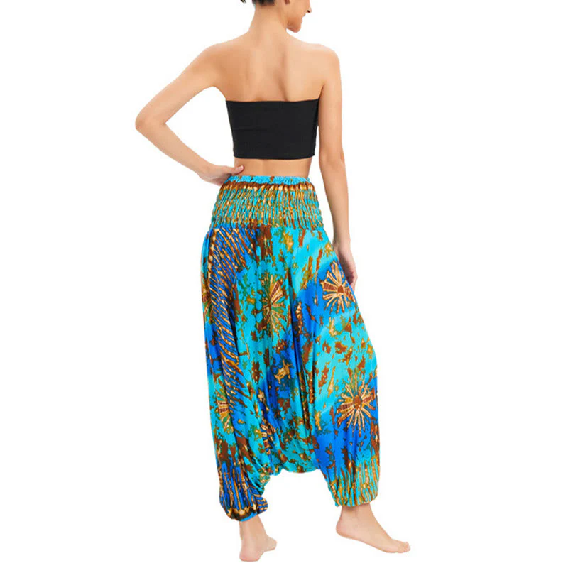 Buddha Stones a balze larghe e colorate sfumate, pantaloni a vita alta, pantaloni da tuta, pantaloni da donna - Image 11
