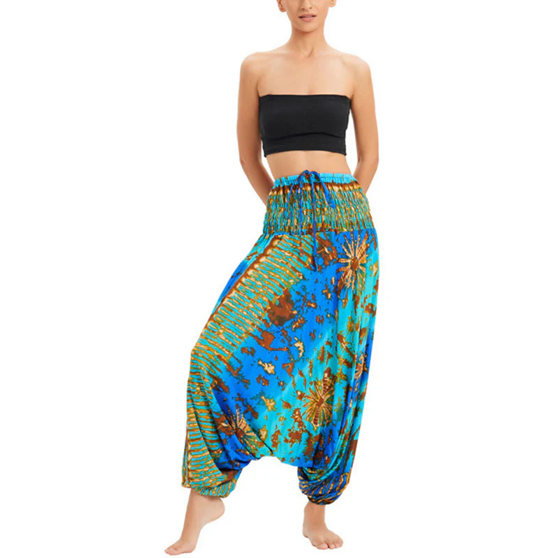Buddha Stones a balze larghe e colorate sfumate, pantaloni a vita alta, pantaloni da tuta, pantaloni da donna - Image 9