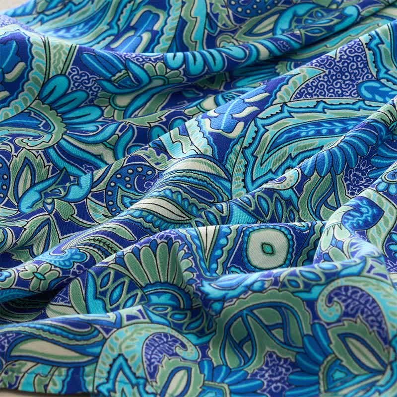 Buddha Stones Abito lungo estivo in viscosa con maniche a lanterna e stampa paisley a motivo paisley, con cintura in vita. - Image 8