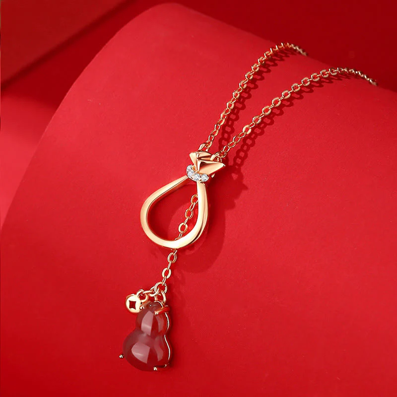 Buddha Stones Agata rossa Calcedonio Argento Sterling 925 Zucca Lucky Bag Collana con ciondolo di fiducia