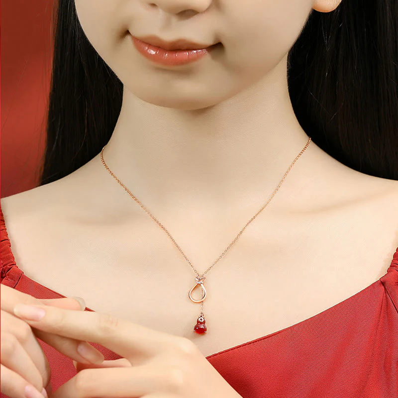 Buddha Stones Agata rossa Calcedonio Argento Sterling 925 Zucca Lucky Bag Collana con ciondolo di fiducia - Image 3