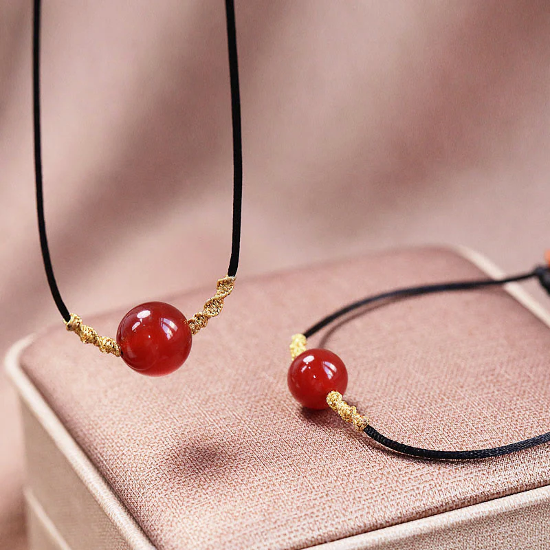 Buddha Stones Agata rossa naturale Calcedonio Autoaccettazione Fiducia String Bead Bracciale Collana Pendente - Image 10