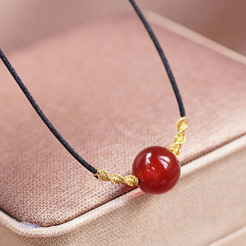 Buddha Stones Agata rossa naturale Calcedonio Autoaccettazione Fiducia String Bead Bracciale Collana Pendente - Image 9