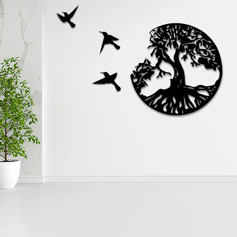 Buddha Stones Albero della vita Uccelli Creazione Arte murale - Image 3