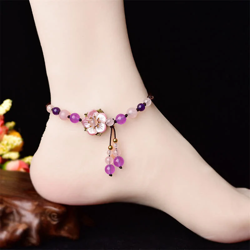 Buddha Stones Ametista naturale Cristallo di quarzo rosa Ciondolo Fortunato Guarigione Cavigliera - Image 4