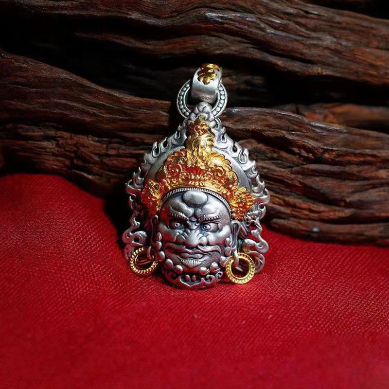 Buddha Stones Amuleto Dio della Ricchezza Giallo Rame Fortuna Collana Pendente - Image 4