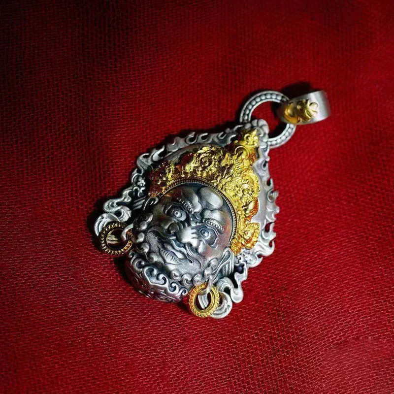 Buddha Stones Amuleto Dio della Ricchezza Giallo Rame Fortuna Collana Pendente - Image 5