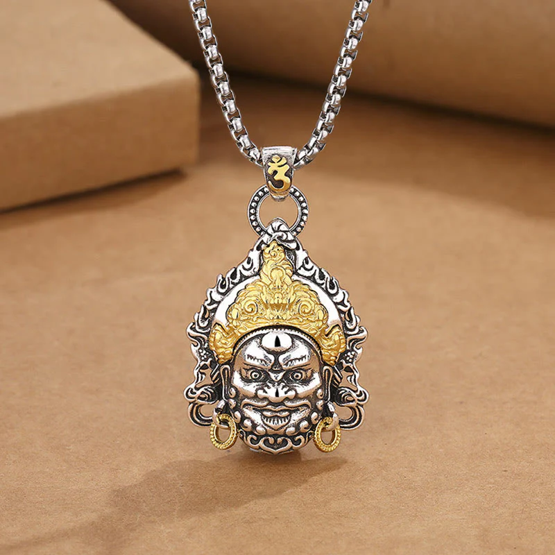 Buddha Stones Amuleto Dio della Ricchezza Giallo Rame Fortuna Collana Pendente - Image 8