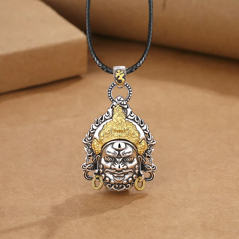 Buddha Stones Amuleto Dio della Ricchezza Giallo Rame Fortuna Collana Pendente - Image 9