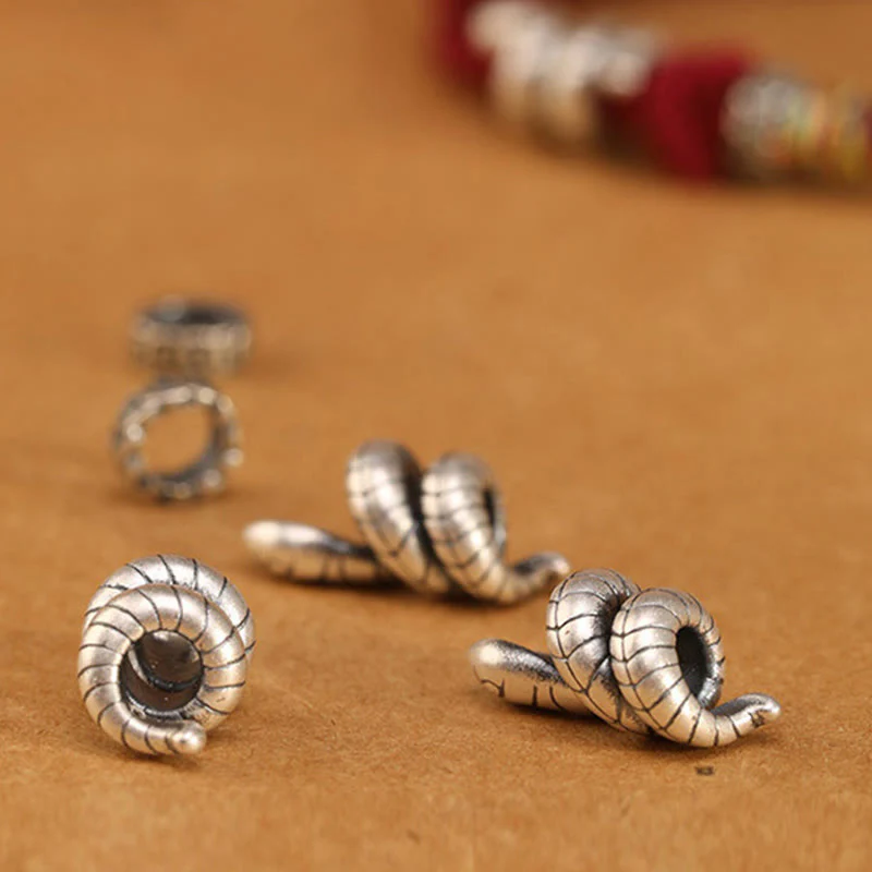 Buddha Stones Anello con moneta dell'anno del serpente in argento sterling 925 con corda rossa Braccialetto portafortuna a forma di serpente - Image 16