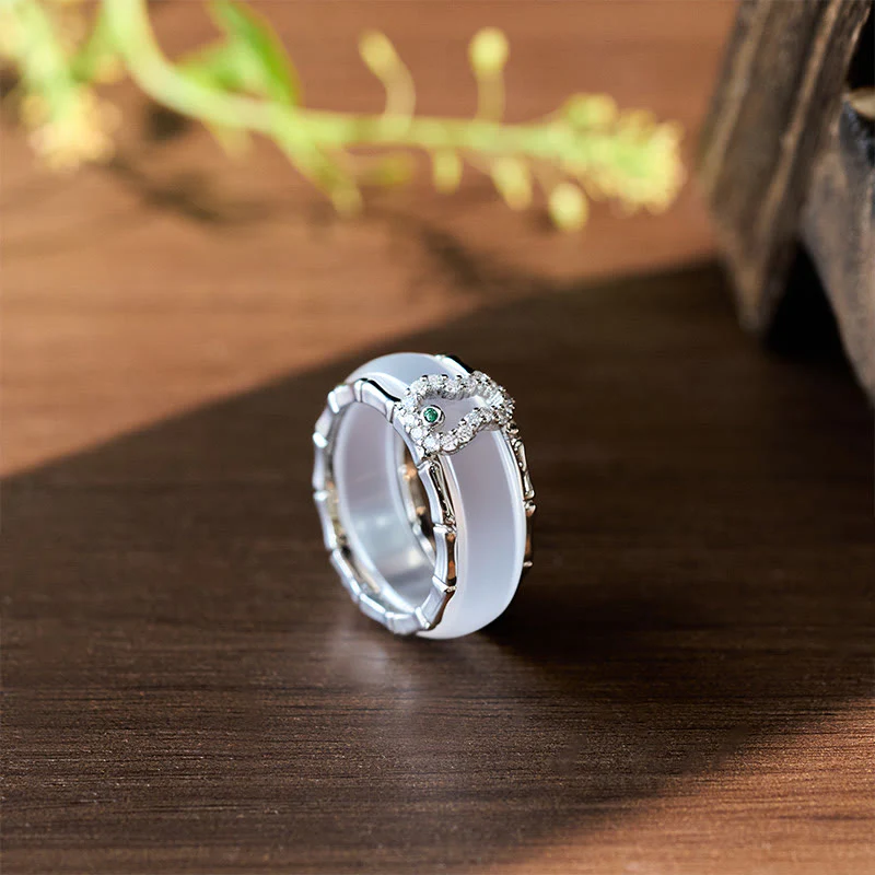 Buddha Stones Anello Harmony con fiore di zucca calcedonio - Image 9