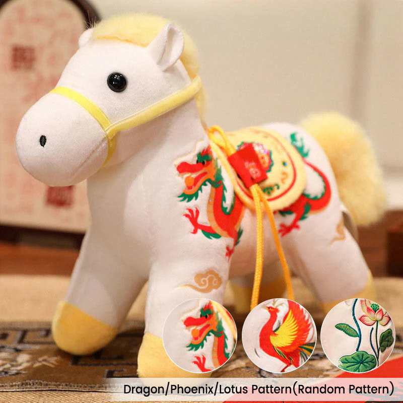 Buddha Stones Anno del Cavallo Bambù Drago Loto Fenice Peluche Bambola Decorazione per la casa - Image 17