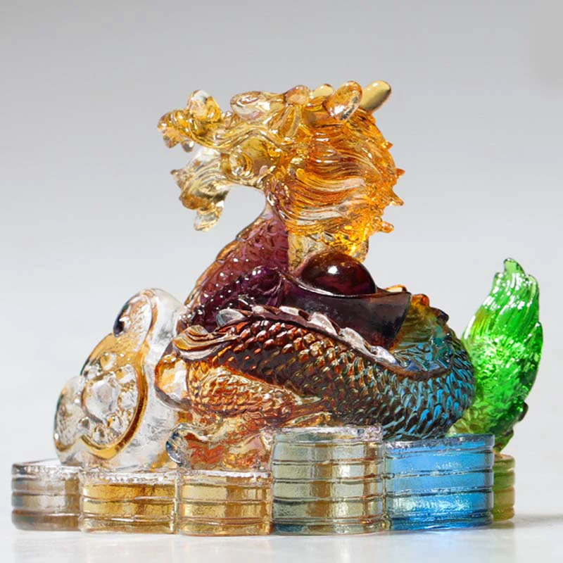 Buddha Stones Anno del Drago Fatto a mano 12 Zodiaco cinese Liuli Cristallo Arte Pezzo Protezione Casa Ufficio Decorazione - Image 3