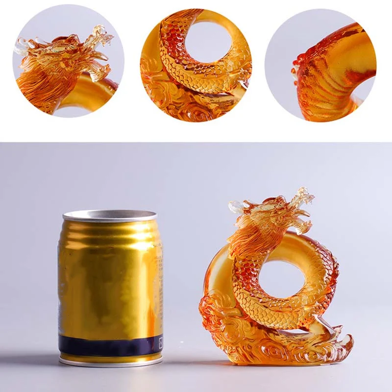 Buddha Stones Anno del Drago Fatto a mano Zodiaco cinese Drago giallo Liuli Cristallo Pezzo d'arte Protezione Decorazione dell'ufficio domestico - Image 12