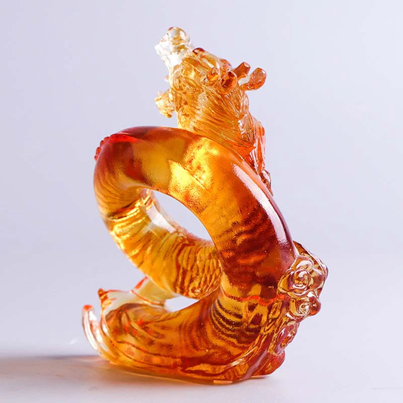 Buddha Stones Anno del Drago Fatto a mano Zodiaco cinese Drago giallo Liuli Cristallo Pezzo d'arte Protezione Decorazione dell'ufficio domestico - Image 5