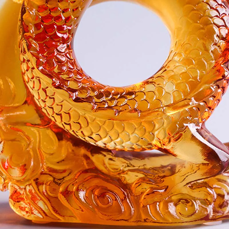 Buddha Stones Anno del Drago Fatto a mano Zodiaco cinese Drago giallo Liuli Cristallo Pezzo d'arte Protezione Decorazione dell'ufficio domestico - Image 9