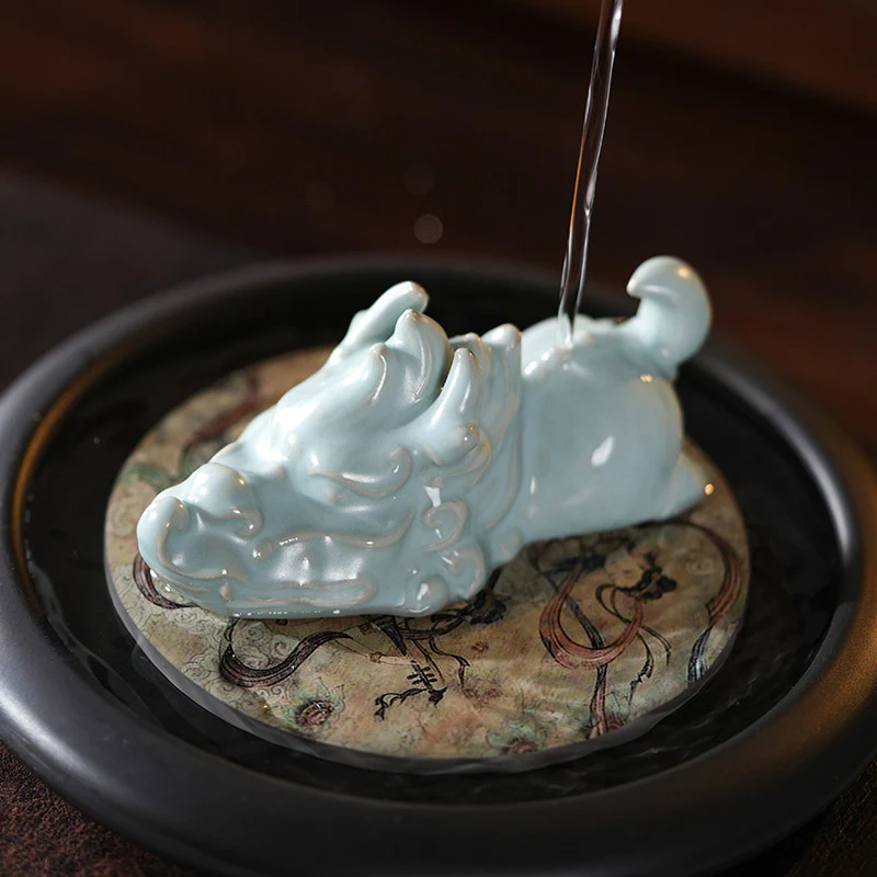 Buddha Stones Anno del Drago Fortuna Ceramica Tea Pet Casa Figurina Decorazione - Image 6