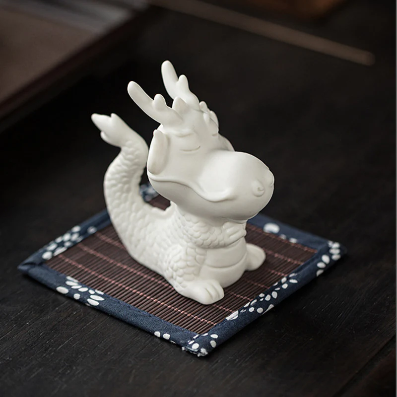 Buddha Stones Anno del drago Fortuna Porcellana bianca Ceramica Tè Animale domestico Figurina Decorazione per la casa - Image 3