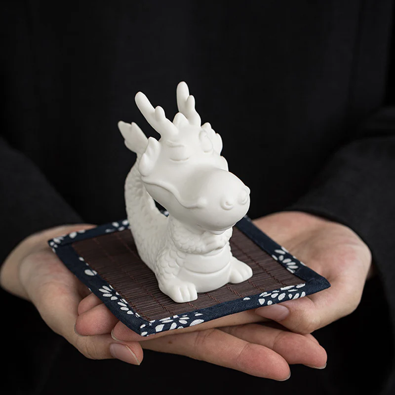 Buddha Stones Anno del drago Fortuna Porcellana bianca Ceramica Tè Animale domestico Figurina Decorazione per la casa - Image 4