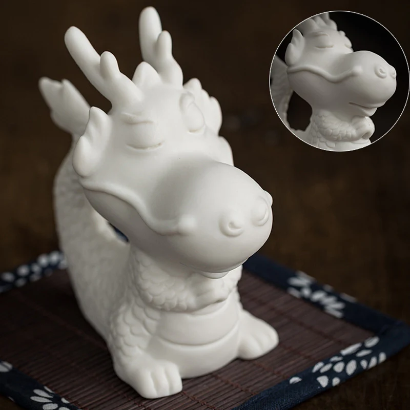 Buddha Stones Anno del drago Fortuna Porcellana bianca Ceramica Tè Animale domestico Figurina Decorazione per la casa - Image 6