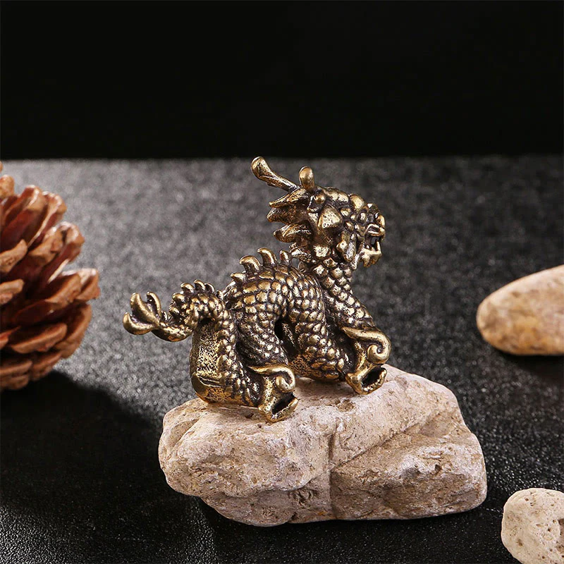 Buddha Stones Anno del Drago Piccolo Drago di Ottone di Buon Auspicio Fortuna Successo Decorazione della Casa - Image 3
