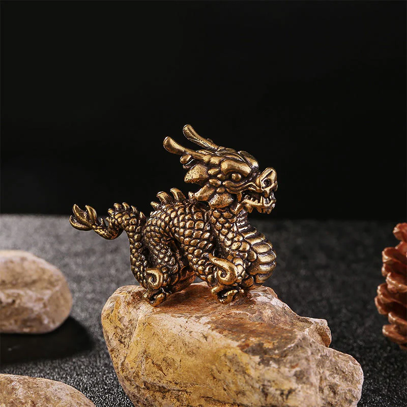 Buddha Stones Anno del Drago Piccolo Drago di Ottone di Buon Auspicio Fortuna Successo Decorazione della Casa - Image 4