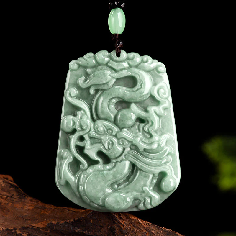 Buddha Stones Anno del Drago Zodiaco Cinese Drago che vola in Giada Protezione Perlina Catena Collana Pendente - Image 2