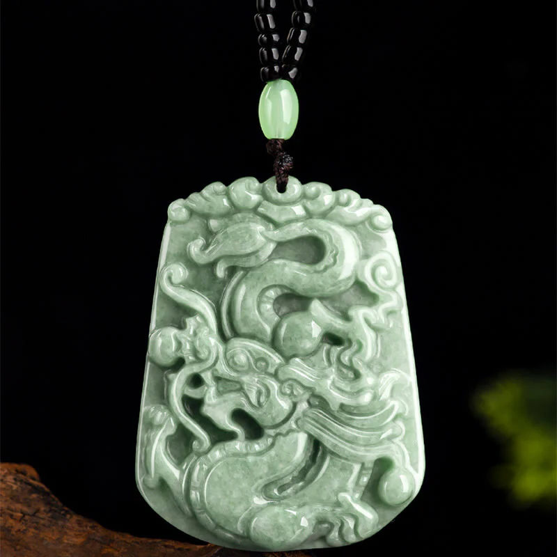 Buddha Stones Anno del Drago Zodiaco Cinese Drago che vola in Giada Protezione Perlina Catena Collana Pendente - Image 6