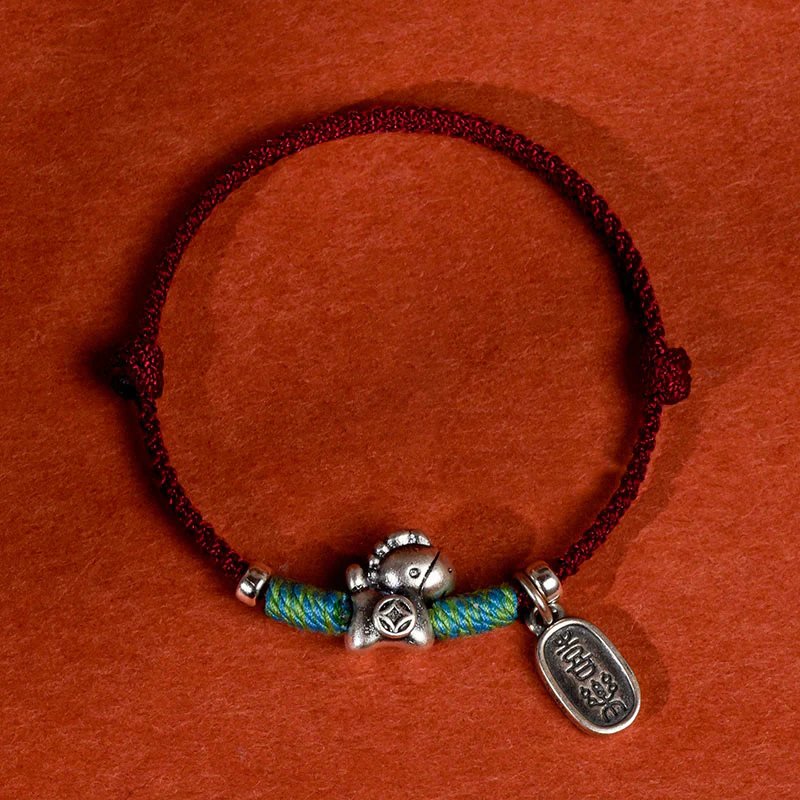 Buddha Stones Argento Sterling 999 Anno del Cavallo Argento Sterling 925 Pace e Gioia Ciondolo Braccialetto della Fortuna Intrecciato Cavigliera - Image 14