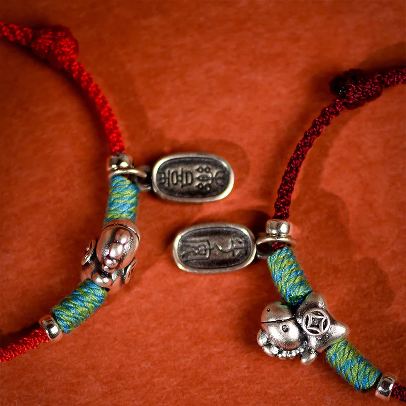 Buddha Stones Argento Sterling 999 Anno del Cavallo Argento Sterling 925 Pace e Gioia Ciondolo Braccialetto della Fortuna Intrecciato Cavigliera - Image 20