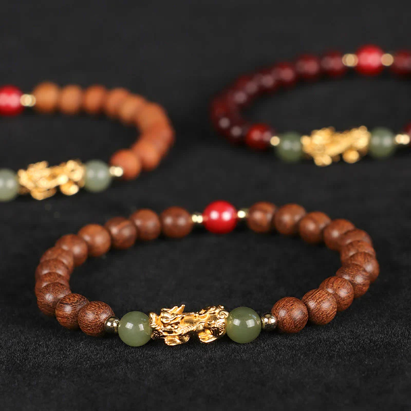 Buddha Stones Argento Sterling 999 Sandalo Legno di Ebano Foglia Piccola Sandalo Rosso Giada Hetian Cinabro Bracciale PiXiu Wealth - Image 20