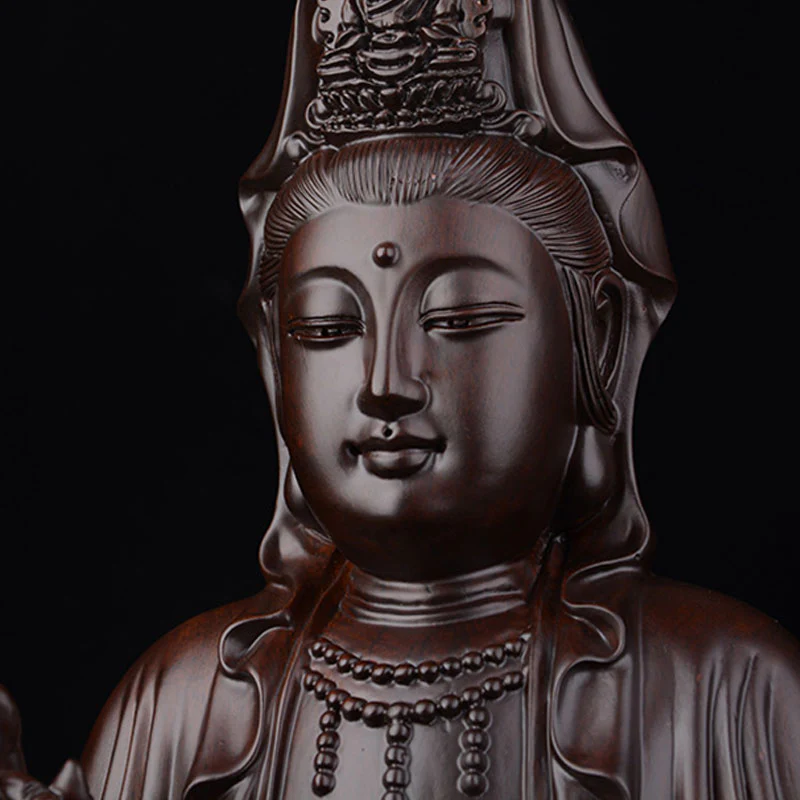 Buddha Stones Avalokitesvara Ebano Loto Armonia Benedizione Decorazione della casa - Image 6