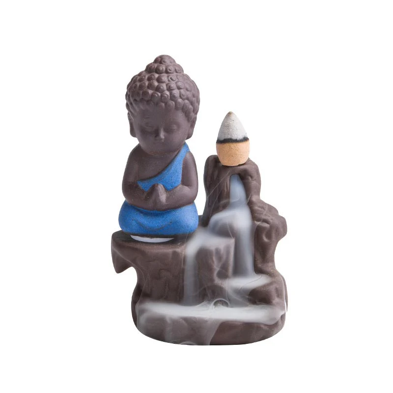 Buddha Stones Backflow Fumo Fontana Ceramica Benedizione Bruciatore Incenso Decorazione - Image 13