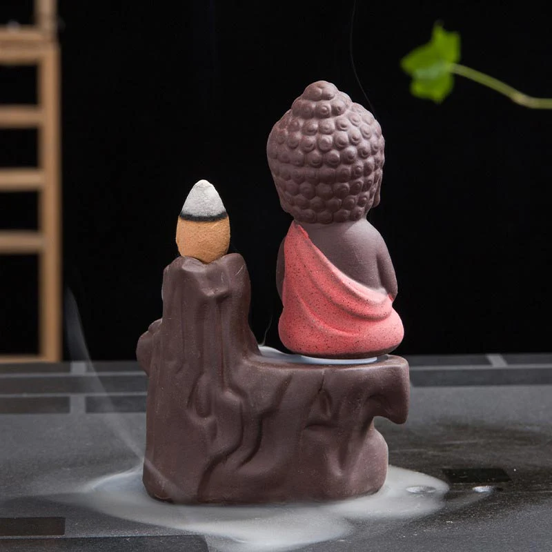 Buddha Stones Backflow Fumo Fontana Ceramica Benedizione Bruciatore Incenso Decorazione - Image 4