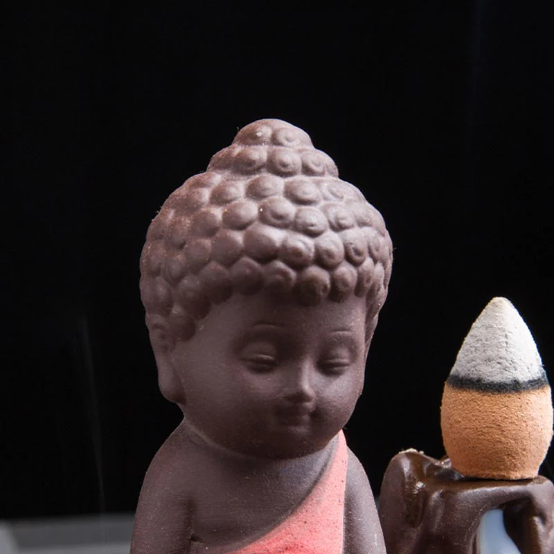 Buddha Stones Backflow Fumo Fontana Ceramica Benedizione Bruciatore Incenso Decorazione - Image 5